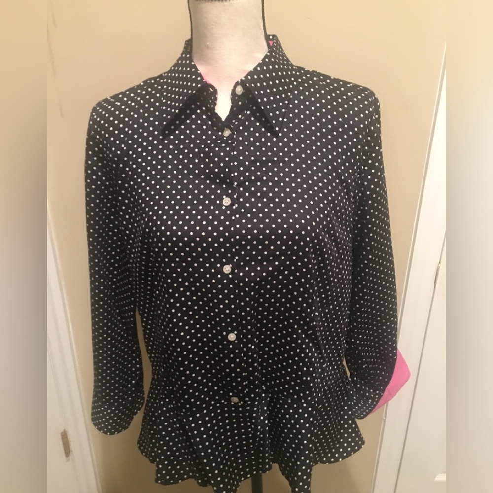 Lauren Ralph Lauren Dark Blue Polka Dot Top